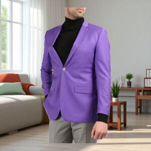 FERRECCI MEN'S PURPLE SLIM FIT BLAZER WITH GOLD BUTTONS. WARWICK.